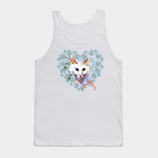 Cats Heart with Forget Me Nots Tank Top